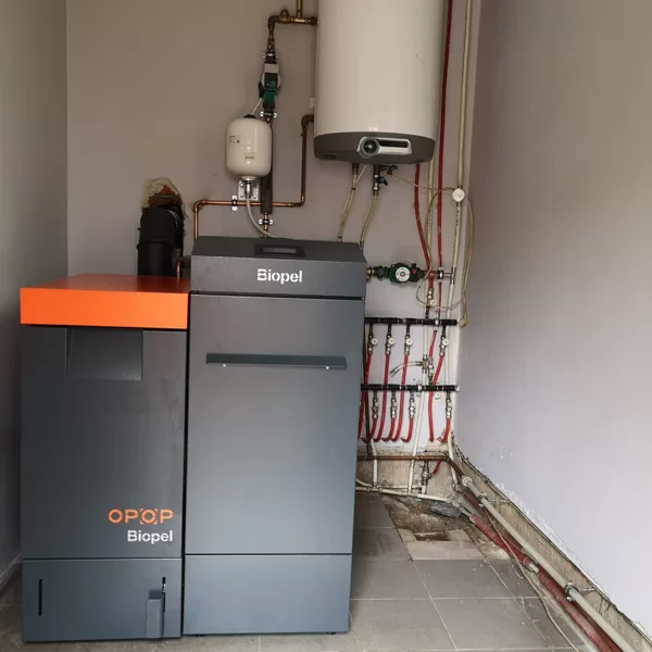 BIOPEL premium 16kw ar automātisku degļa un siltummaiņa tīrīšanu, divi apkures loki 